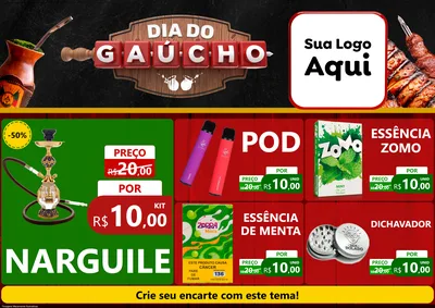 Modelo de Encarte para Encarte A4 Horizontal com o tema Dia do Gaúcho para Tabacaria