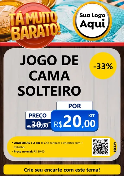 Modelo de Cartaz para Cartaz A4 Vertical com o tema Está Muito Barato para Cama, Mesa e Banho