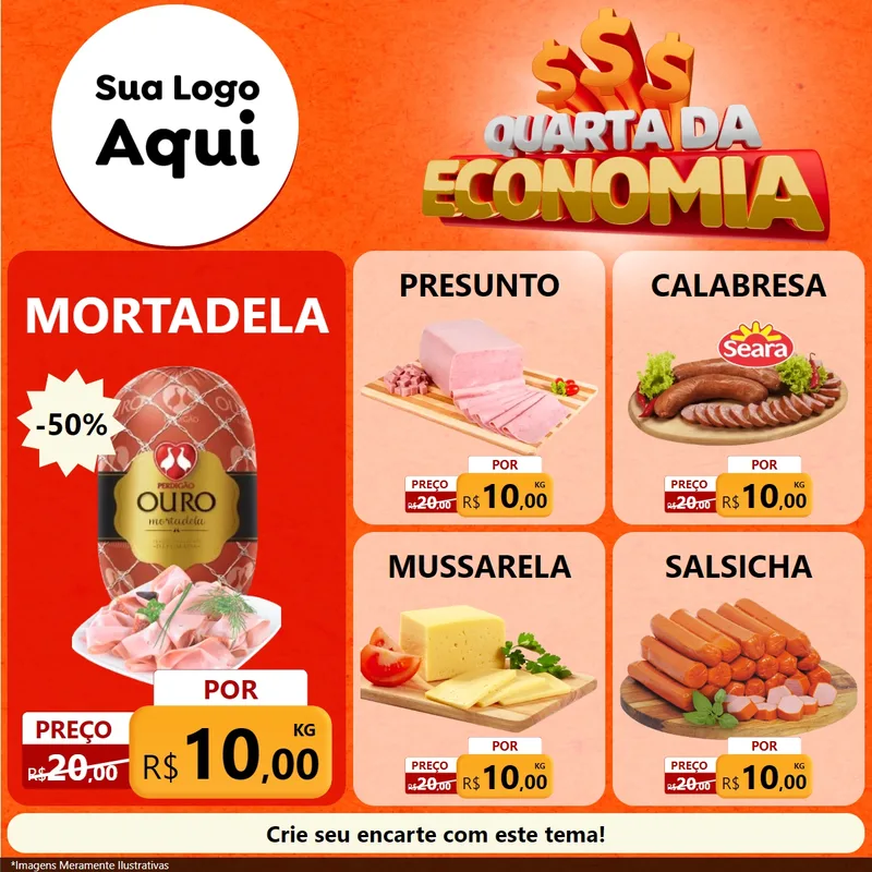 Modelo de Rede Social para Feed Facebook com o tema Quarta da Economia para Frios e Laticínios