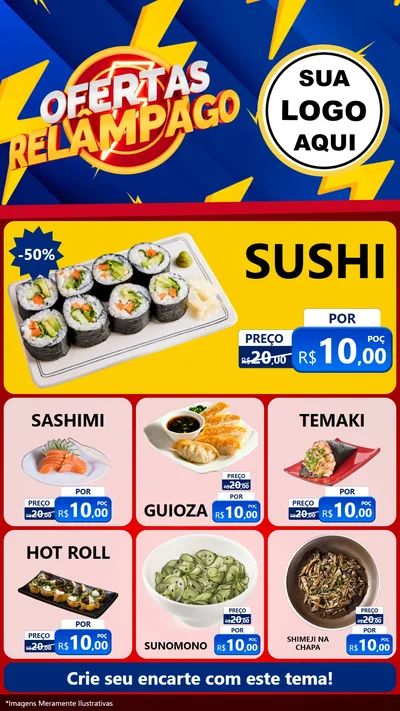 Modelo de Rede Social para Stories com o tema Ofertas Relâmpago para Comida japonesa
