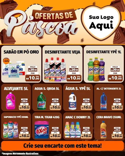 Modelo de Rede Social para Feed Instagram com o tema Ofertas de Páscoa para Produtos de Limpeza