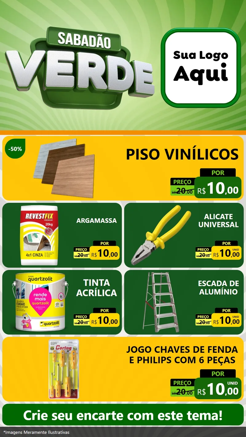Modelo de TV para TV Vertical com o tema Sabadão Verde para Material para Construção