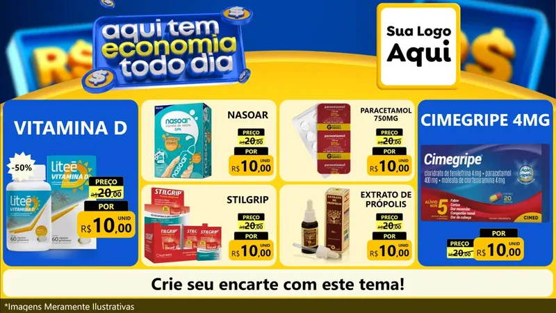 Modelo de TV para TV Horizontal com o tema Aqui Tem Economia Todo Dia para Farmácia