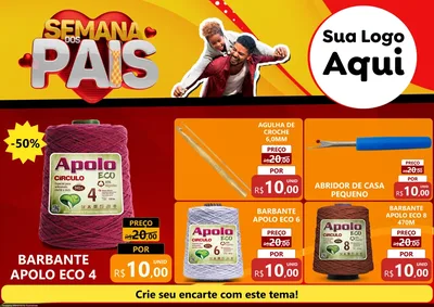 Modelo de Encarte para Encarte A4 Horizontal com o tema Semana Dos Pais para Armarinho e Aviamentos