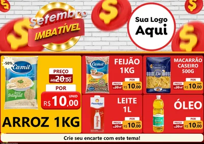 Modelo de Encarte para Encarte A4 Horizontal com o tema Setembro Imbatível para Supermercado