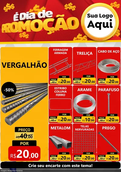 Modelo de Encarte para Encarte A4 Vertical com o tema É Dia De Promoção para Ferragens