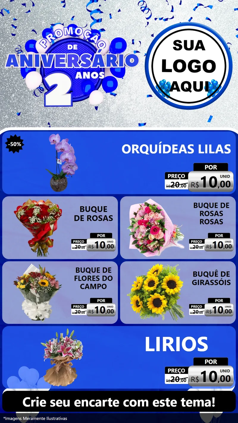 Modelo de TV para TV Vertical com o tema Promoção de Aniversário - 2 Anos para Floricultura e jardim
