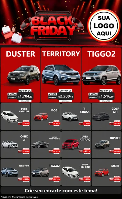 Modelo de Encarte para Encarte Grande com o tema Black Friday para Concessionaria de Carros