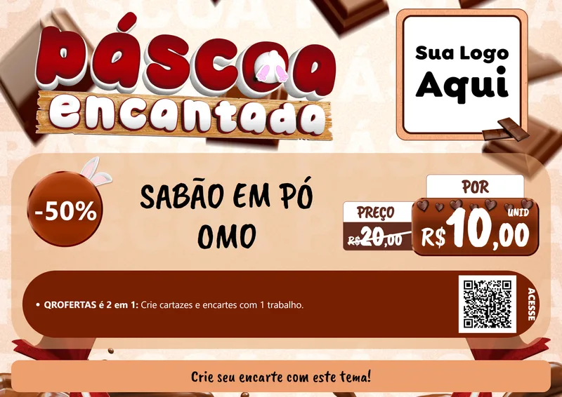 Modelo de Cartaz para Cartaz A4 Horizontal com o tema Páscoa Encantada para Produtos de Limpeza