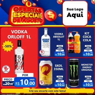Modelo de Rede Social para Feed Facebook com o tema Ofertas Especiais de Agosto para Distribuidora de bebidas