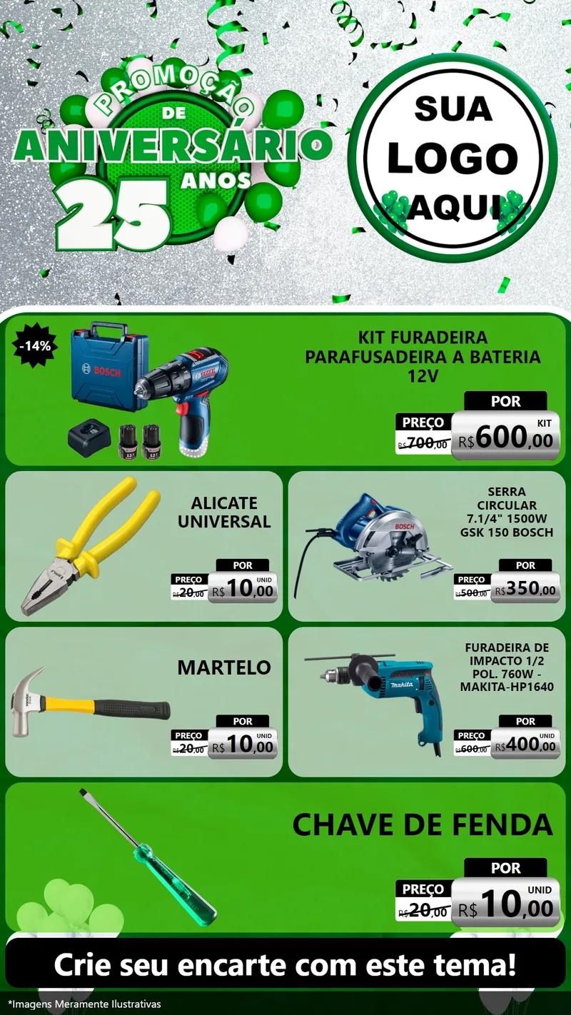 Modelo de TV para TV Vertical com o tema Promoção de Aniversário - 25 Anos para Maquinas e Ferramentas