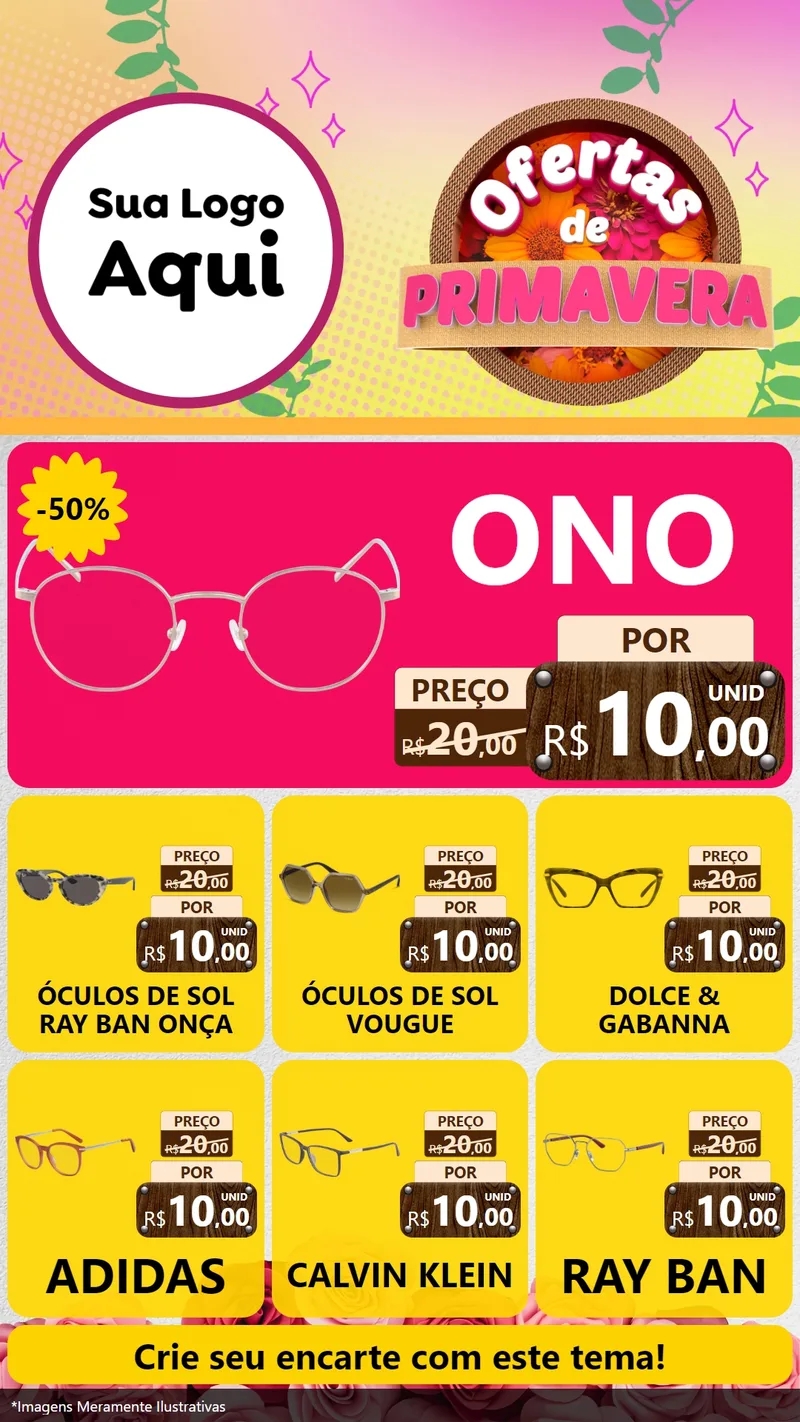 Modelo de Rede Social para Stories com o tema Ofertas de Primavera para Óticas