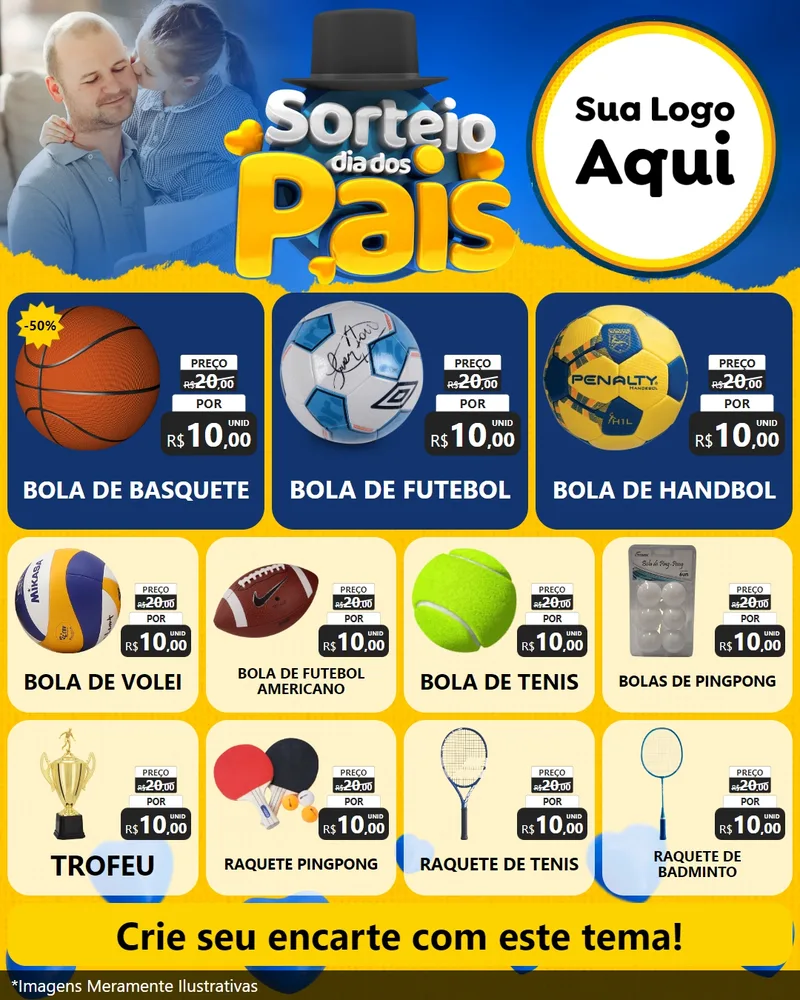 Modelo de Rede Social para Feed Instagram com o tema Sorteio Dia Dos Pais para Artigos Esportivos