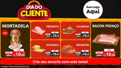 Modelo de TV para TV Horizontal com o tema Dia do Cliente para Frios e Laticínios
