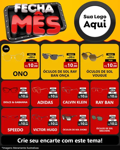 Modelo de Rede Social para Feed Instagram com o tema Fecha Mês para Óticas
