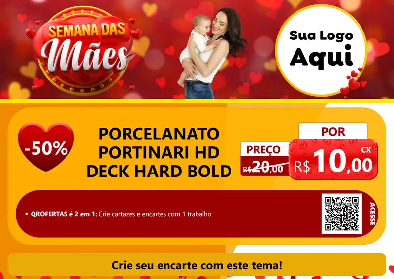 Modelo de Cartaz para Cartaz A4 Horizontal com o tema Semana das Mães para Pisos e revestimentos