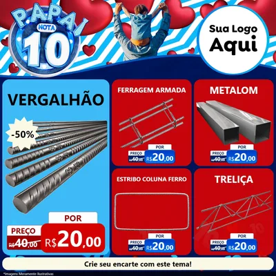 Modelo de Rede Social para Feed Facebook com o tema Papai Nota 10 para Ferragens