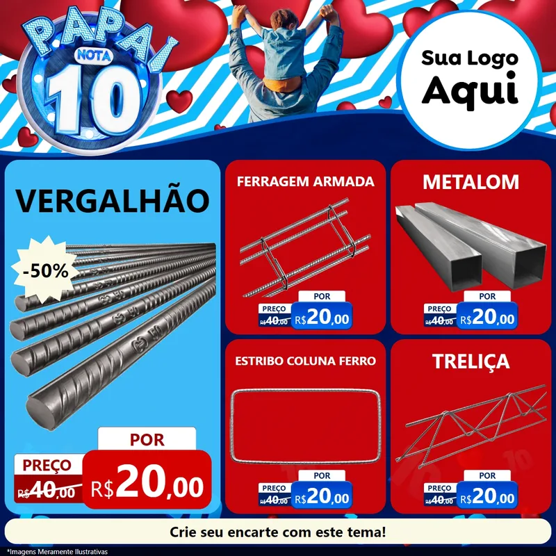 Modelo de Rede Social para Feed Facebook com o tema Papai Nota 10 para Ferragens