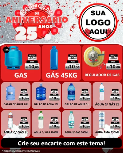 Modelo de Rede Social para Feed Instagram com o tema Promoção de Aniversário - 25Anos para Água e gás