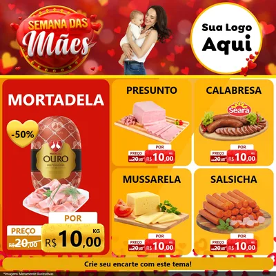 Modelo de Rede Social para Feed Facebook com o tema Semana das Mães para Frios e Laticínios