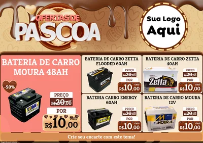 Modelo de Encarte para Encarte A4 Horizontal com o tema Ofertas de Páscoa para Baterias Elétricas
