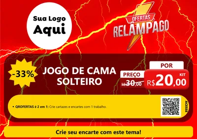 Modelo de Cartaz para Cartaz A4 Horizontal com o tema Ofertas Relâmpago para Cama, Mesa e Banho