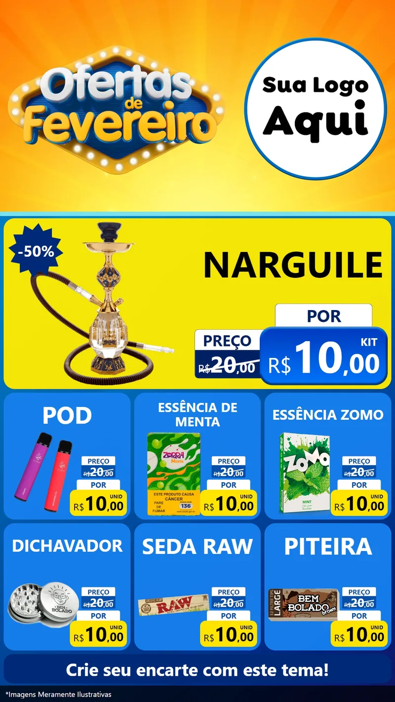 Modelo de Rede Social para Stories com o tema Ofertas de Fevereiro para Tabacaria