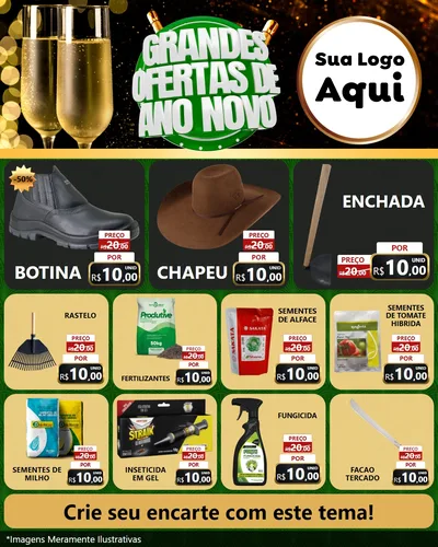 Modelo de Rede Social para Feed Instagram com o tema Grandes Ofertas de Ano Novo para Agropecuária