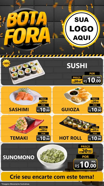 Modelo de TV para TV Vertical com o tema Bota Fora para Comida japonesa