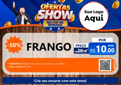 Modelo de Cartaz para Cartaz A4 Horizontal com o tema Ofertas Show No Fim De Semana para Assados