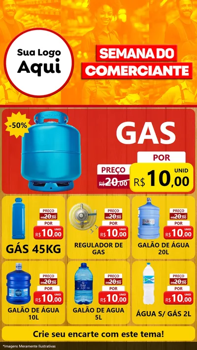 Modelo de Rede Social para Stories com o tema Semana do Comerciante para Água e gás