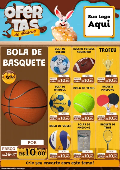 Modelo de Encarte para Encarte A4 Vertical com o tema Ofertas de Páscoa para Artigos Esportivos