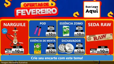 Modelo de TV para TV Horizontal com o tema Ofertas de Fevereiro para Tabacaria