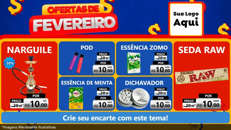 Modelo de TV para TV Horizontal com o tema Ofertas de Fevereiro para Tabacaria