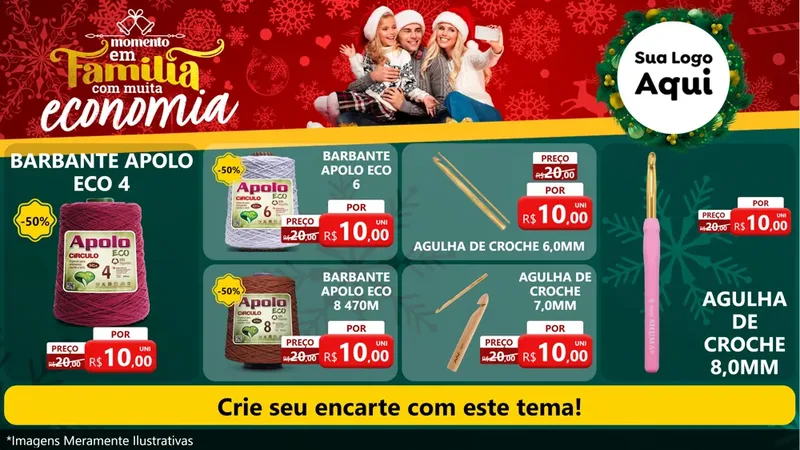 Modelo de TV para TV Horizontal com o tema Momento em Família (Natal) para Armarinho e Aviamentos
