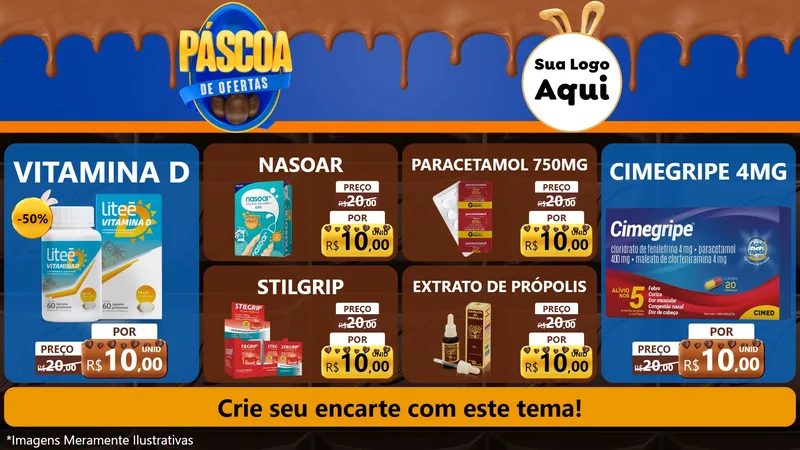 Modelo de TV para TV Horizontal com o tema Páscoa de Ofertas para Farmácia
