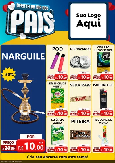 Modelo de Encarte para Encarte A4 Vertical com o tema Oferta Do Dia Dos Pais para Tabacaria