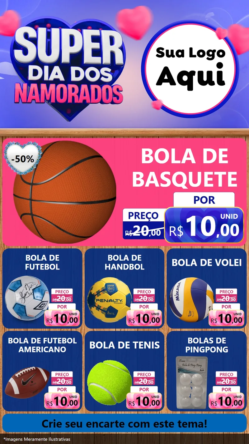Modelo de Rede Social para Stories com o tema Super Dia dos Namorados para Artigos Esportivos