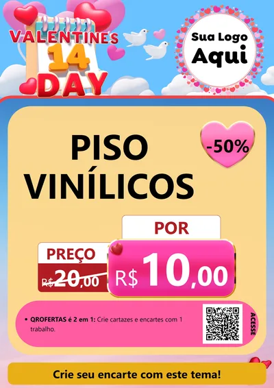 Modelo de Cartaz para Cartaz A4 Vertical com o tema Valentine's Day para Material para Construção