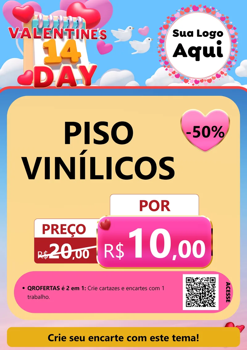 Modelo de Cartaz para Cartaz A4 Vertical com o tema Valentine's Day para Material para Construção