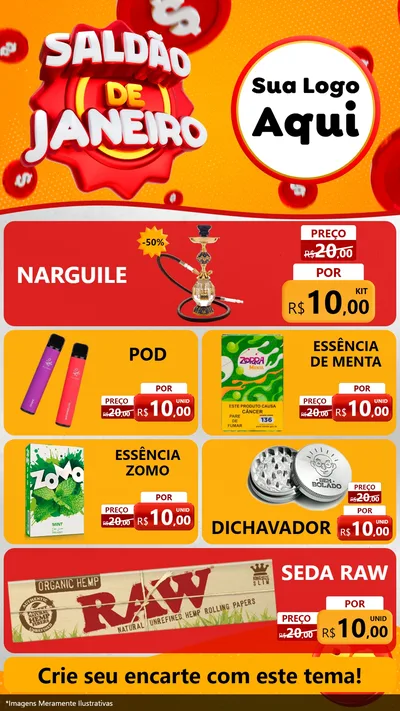 Modelo de TV para TV Vertical com o tema Saldão de Janeiro para Tabacaria