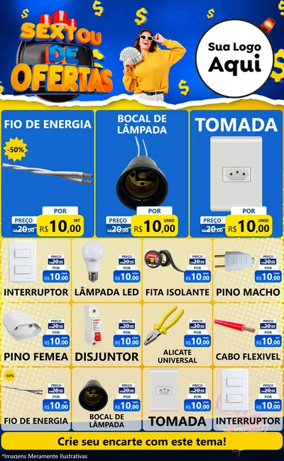 Modelo de Encarte para Encarte Grande com o tema Sextou de Ofertas para Materiais Elétricos