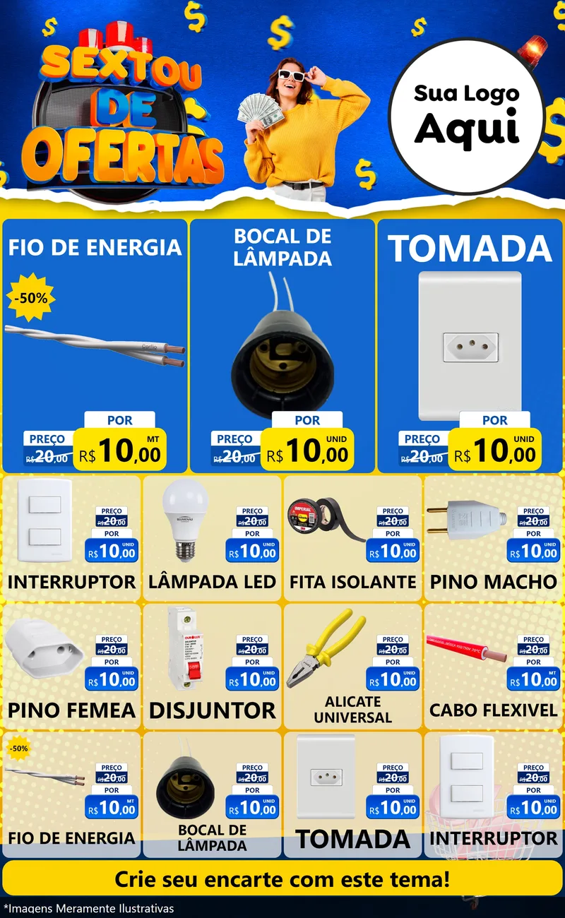 Modelo de Encarte para Encarte Grande com o tema Sextou de Ofertas para Materiais Elétricos