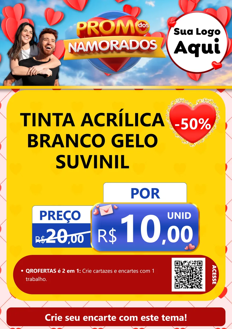 Modelo de Cartaz para Cartaz A4 Vertical com o tema Promo dos Namorados para Tintas e Ferramentas