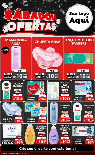 Modelo de Encarte para Encarte Grande com o tema Sabadou de Ofertas para Bebês