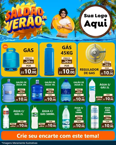 Modelo de Rede Social para Feed Instagram com o tema Saldão de Verão para Água e gás