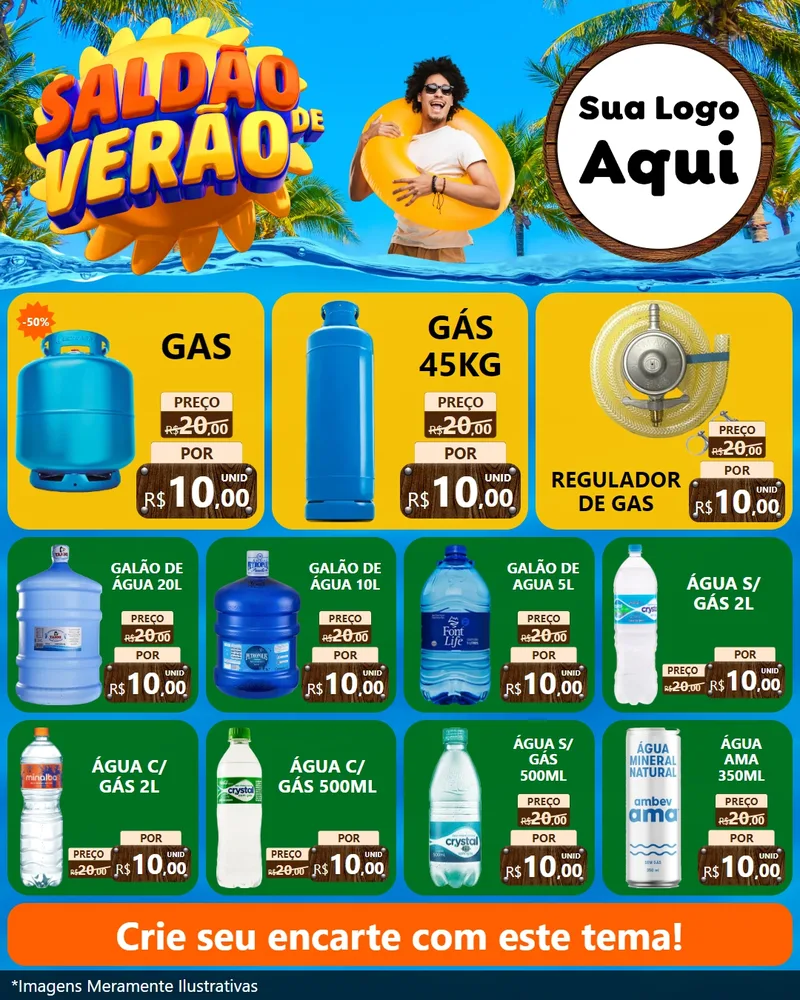 Modelo de Rede Social para Feed Instagram com o tema Saldão de Verão para Água e gás