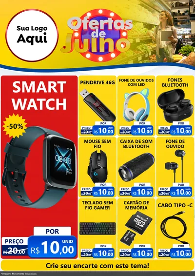 Modelo de Encarte para Encarte A4 Vertical com o tema Ofertas de Julho para Informática