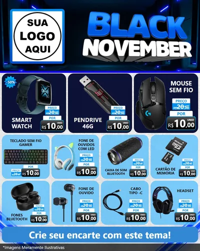 Modelo de Rede Social para Feed Instagram com o tema Black November para Informática