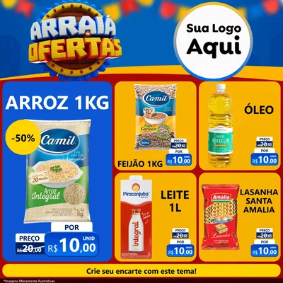 Modelo de Rede Social para Feed Facebook com o tema Arraiá de Ofertas - Junina para Supermercado